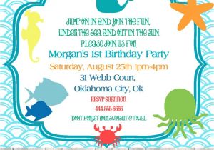 Ocean theme Party Invitations Under the Sea Invitations Birthday Best Party Ideas