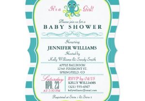 Octopus Baby Shower Invitations Turquoise & Yellow Octopus Baby Shower Invitation 5" X 7