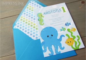 Octopus Baby Shower Invitations Under the Sea Octopus Baby Shower or Birthday Invitation