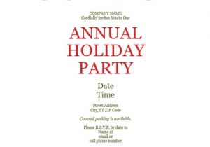 Office Christmas Party Invitation Template Holiday Party Invitation with ornaments and Red Ribbon
