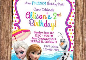 Olaf Birthday Invitation Template Frozen Custom Anna Elsa Olaf Summer Pool Swim Birthday Party