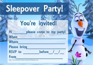 Olaf Birthday Invitation Template Invitations for Sleepover Party