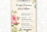 Old Rose Wedding Invitation Template Printable Wedding Invitation Pink Roses Vintage Weddings