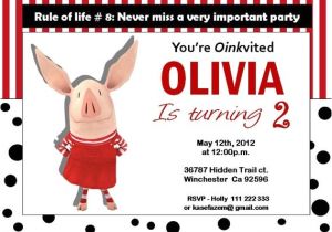 Olivia the Pig Birthday Invitations Olivia the Pig Birthday Party Invitation Printable by