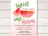 One In A Melon Birthday Invitation Template 1st Birthday One In A Melon Printable Invitation