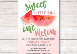 One In A Melon Birthday Invitation Template 1st Birthday One In A Melon Printable Invitation