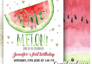 One In A Melon Birthday Invitation Template One In A Melon First Birthday Invitations Watermelon