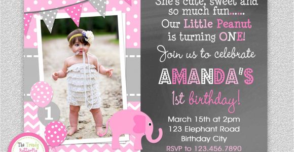 One Page Birthday Invitation Template Elephant Chalkboard Birthday Invitation 1st Birthday