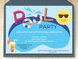 One Page Birthday Invitation Template Pool Party Invitation Card Editable Template Party Printable
