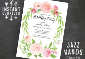 One Page Birthday Invitation Template Printable Birthday Invitation Template Instant Download