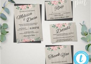 One Page Responsive Wedding Invitation Template Floral Wedding Invitation Template Rsvp Details Printable