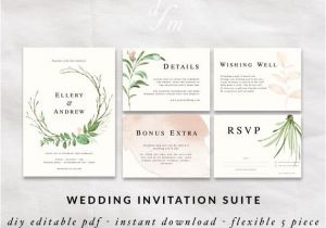 One Page Responsive Wedding Invitation Template Floral Wreath Invitation Diy Wedding Invitation Templates