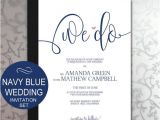 One Page Responsive Wedding Invitation Template Navy Blue Wedding Invitation Template Set Wedding Invite