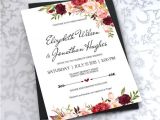 One Page Responsive Wedding Invitation Template Printable Wedding Invitation Template Floral Burgundy Rustic
