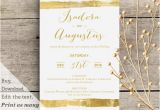 One Page Responsive Wedding Invitation Template Printable Wedding Invitation Template In Gold Foil with