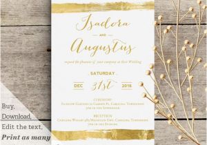 One Page Responsive Wedding Invitation Template Printable Wedding Invitation Template In Gold Foil with