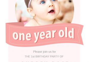 One Year Birthday Invitation Template Pink Ribbon Birthday Invitation Template Free