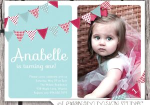 One Year Birthday Invitations Wording First Birthday Invitation Bunting Flags Banner Printable