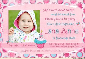 One Year Old Birthday Quotes for Invitations Sweet Cupcake Birthday Invitation Cute Polka Dots 1 Year