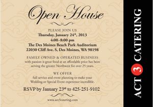 Open House Birthday Party Invitation Wording Act 3 Catering Open House On Thursday event Planning
