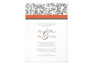 Orange and Gray Wedding Invitations orange and Gray Wedding Invitation Zazzle