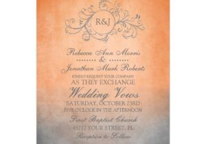 Orange and Grey Wedding Invitations Rustic orange and Grey Bohemian Wedding Invitation