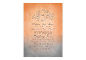 Orange and Grey Wedding Invitations Rustic orange and Grey Bohemian Wedding Invitation Zazzle