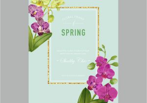 Orchid Wedding Invitation Template Wedding Invitation Layout Template orchid Flowers Vector Image