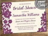 Order Bridal Shower Invitations Wedding Shower Invitation Bridal Shower Lace Purple