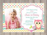 Owl 1st Birthday Party Invitations Owl Birthday Invitation First Birthday Girl Teal Pink