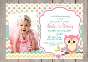Owl 1st Birthday Party Invitations Owl Birthday Invitation First Birthday Girl Teal Pink