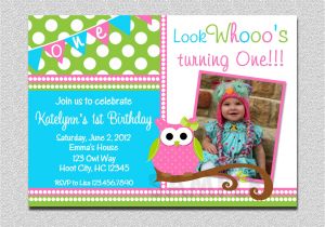 Owl 1st Birthday Party Invitations Owl Birthday Invitation Pink and Green Owl Birthday Party