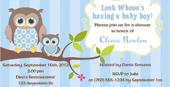 Owl Baby Shower Invitations for Boy Owl Baby Shower Invitations Boy