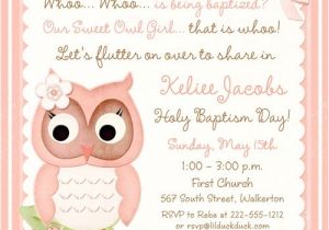 Owl Baptism Invitations Baby Owl Baptism Invitation Religious Cute Hoot Style