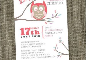 Owl Baptism Invitations Baby Owl Christening Invitation Printable by Sladestudios