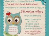 Owl Baptism Invitations Valentine Owl Christening Invitation Teal Fun Red Heart