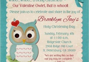 Owl Baptism Invitations Valentine Owl Christening Invitation Teal Fun Red Heart