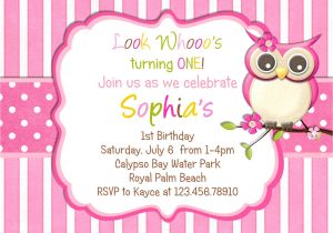 Owl Birthday Party Invites Little Owl Birthday Invitation Pink Girl Owl theme by