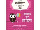 Owl First Birthday Photo Invitations Cheerful Owl Girl 1st Birthday Invitations