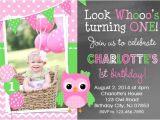 Owl First Birthday Photo Invitations Chevron Owl Birthday Invitation Girls Owl 1st Birthday