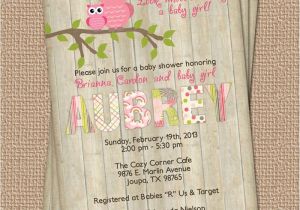 Owl Invites for Baby Shower Owl Baby Shower Invitation with Wood Background Digital