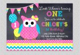 Owl themed 1st Birthday Invitations Owl Birthday Invitation Chevron Owl Birthday Party Invitation