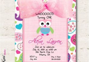Owl themed 1st Birthday Invitations Owl Birthday Invitation Girl First Birthday by