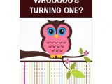 Owl themed First Birthday Invitations 700 Owl theme Invitations Owl theme Announcements