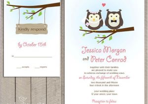 Owl Wedding Invitation Template Owl Bride and Groom Wedding Invitation Rsvp Printable