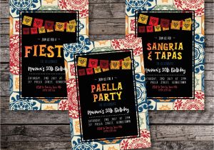 Paella Party Invitations Fiesta Invitation Sangria and Tapas Invitation Spanish