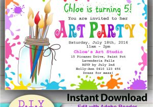 Paint Party Invitation Template Free Editable Printable Art Party Invitation Children 39 S