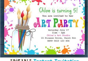 Paint Party Invitation Template Free Editable Printable D I Y Art Party Invitation Children