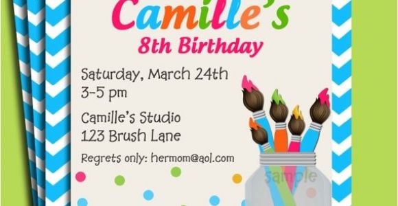 Painting Party Invitations Free Printable Painting Art Party Birthday Invitation Printable or Printed