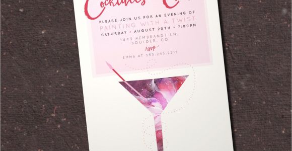 Painting with A Twist Birthday Party Invitations Cocktails and Canvas Painting Party Invitation